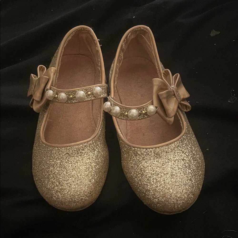 Kelly & Katie Glittery Gold Kids Dress Shoes
